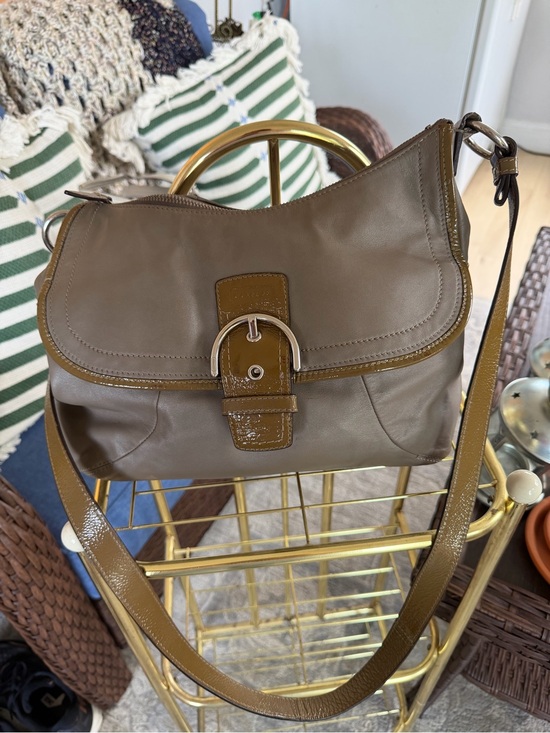 Coach Handbags - Coach Olive and Tan Leather Shoulder Bag